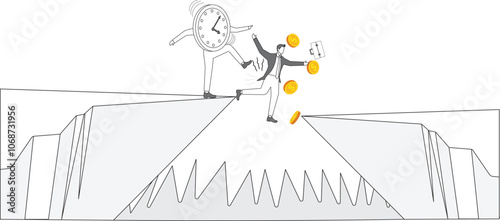 Time is up, Hitting, Illustration, Physical Injury, Humor, Knocking, Businessman