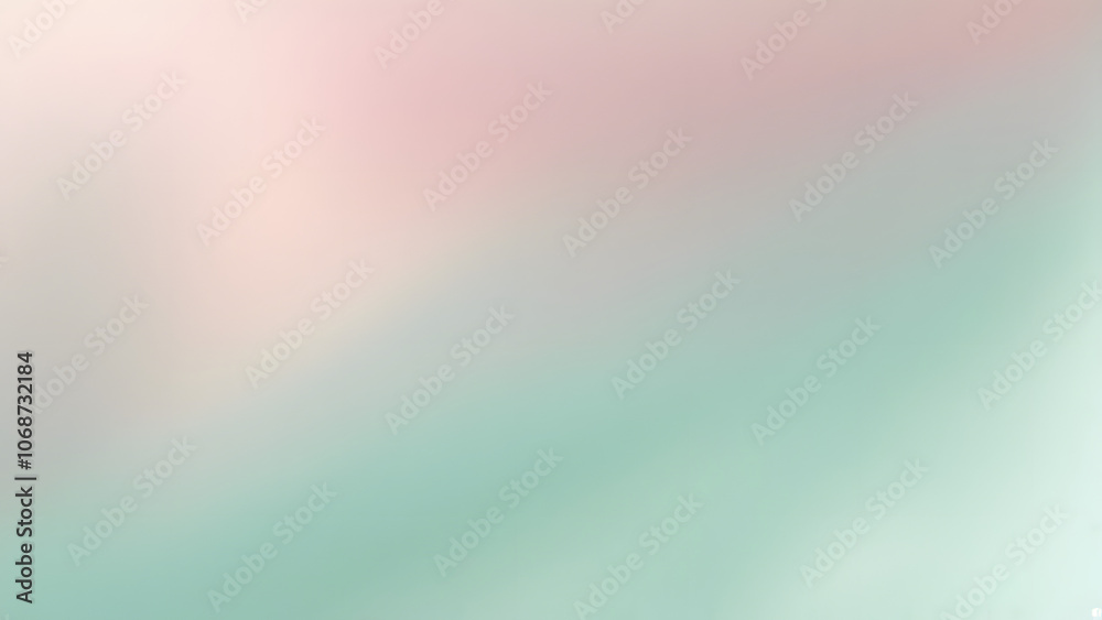 Fototapeta premium Subtle smooth iridescent gradient transitioning from soft pink to mint green catching reflections, Ai Generated