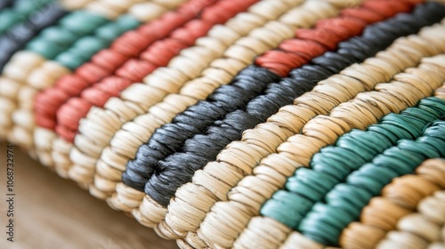 Close-Up of Traditional Mkeka Mat with Intricate Patterns photo