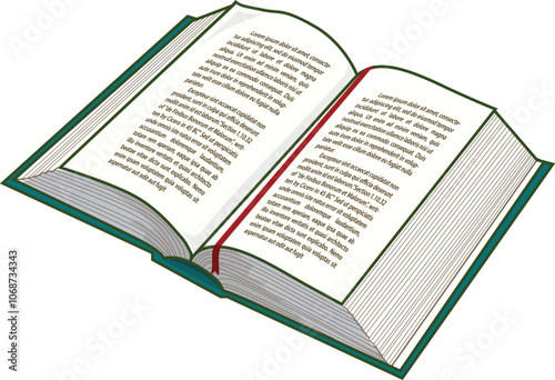 Opened book vector illustration. Vector illustration of opened book with text shown inside