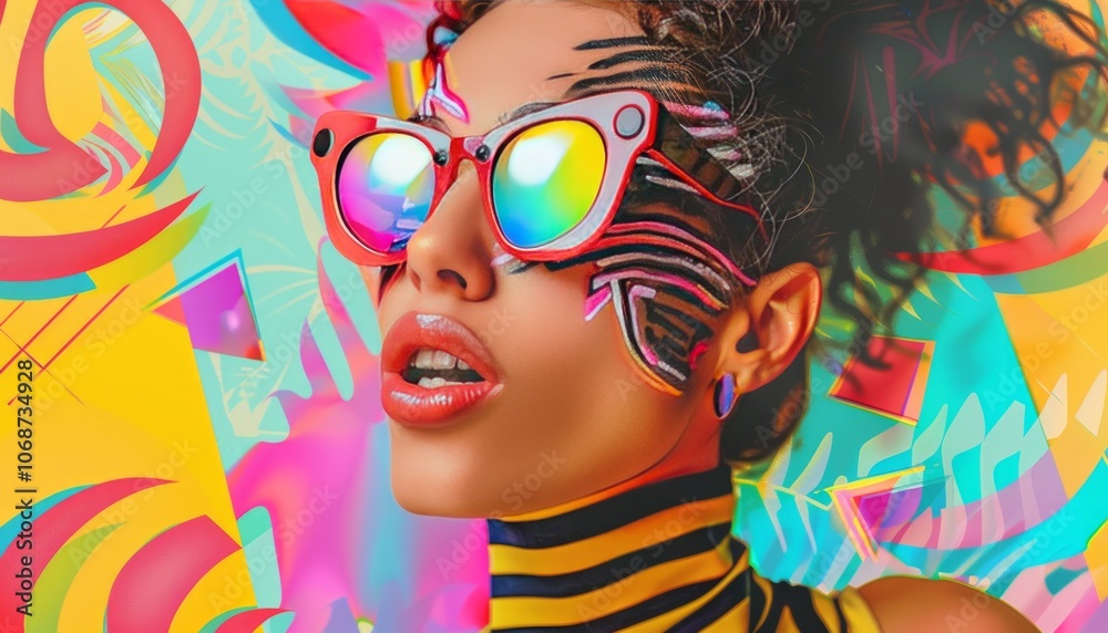 Retro Disco Diva: A Funky 3D Abstract Artwork Collage Retro Disco Diva: A Funky 3D Abstract Artwork Collage