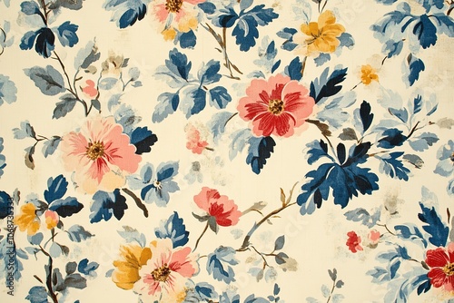 Wallpaper Mural Antique wallpaper texture, floral pattern, aged and vintage. Torontodigital.ca