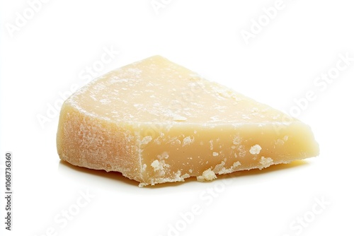 Parmesan Cheese Piece - Italian Parmigiano Reggiano Cheese - A single piece of Parmesan cheese, isolated on a white background