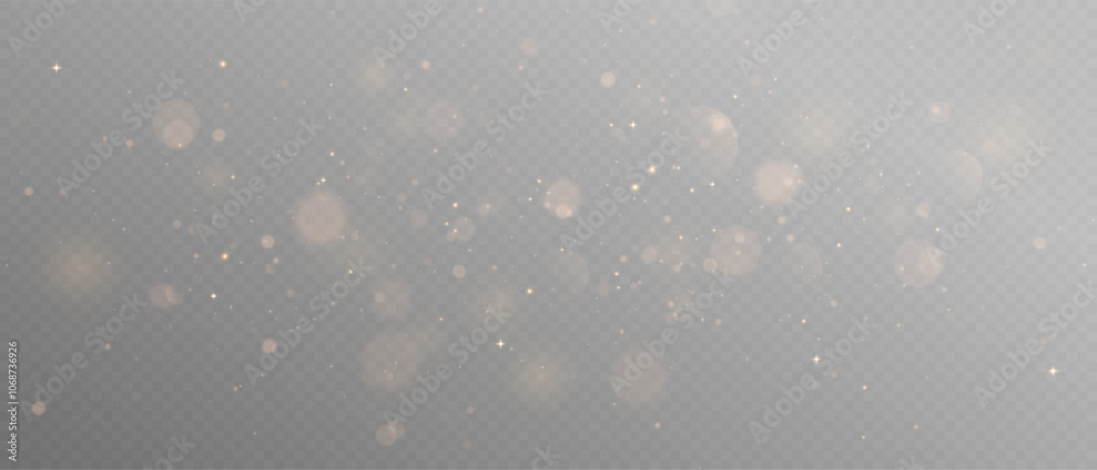 Fototapeta premium Glowing light effect with glitter on transparent background. Bokeh Lights. Vector starry cloud with dust. Christmas glowing light spark and glitter overlay.