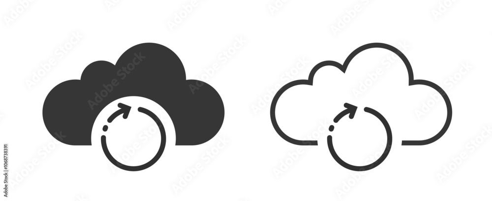 Obraz premium Backup icon simple vector ui ux interface graphic element set, back up cloud arrow rotation pictogram line stroke outline symbol logo, change version history solid glyph sign image clip art