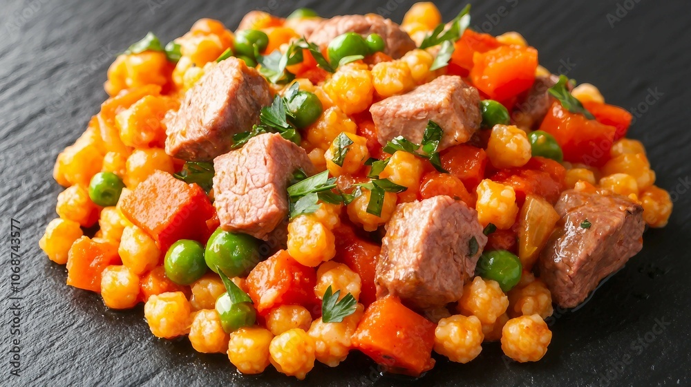Festive Moroccan Dish with Meat and Vegetables Festive Moroccan Dish with Meat and Vegetables