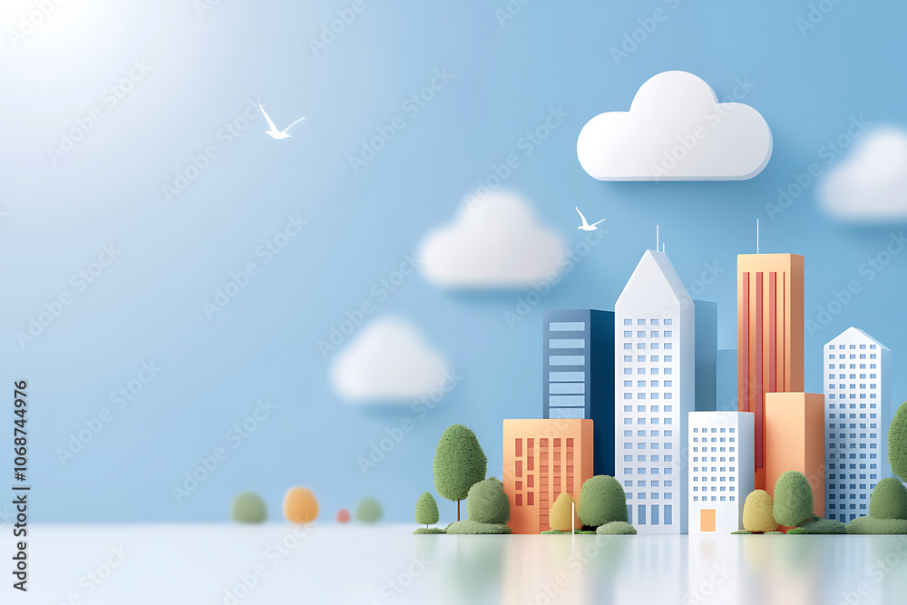 Fototapeta premium Explore innovative urban architecture in smart city design with sustainable green spaces