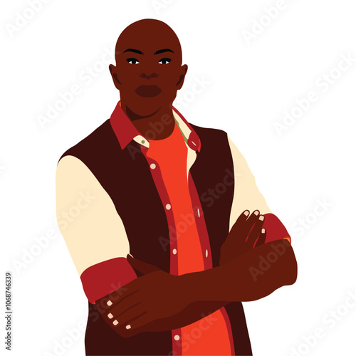 Bold stylish black man in elegant art style vector