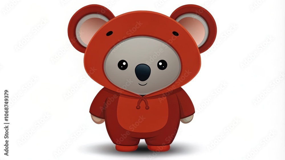 Fototapeta premium Adorable Koala Wearing a Red Hoodie