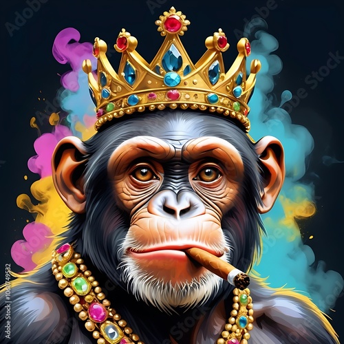 Smoking Monkey NFT: Unique Digital Art of a Cool Primate in Vibrant Colors and High Detail for Collectors and Creators