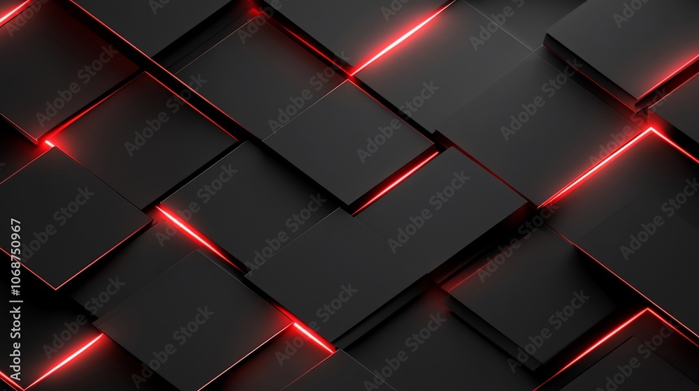 Abstract black background with red glowing lines.