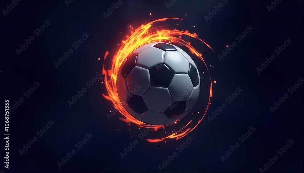 Fototapeta premium Hotshot Soccer Ball in Fiery Neon Glow