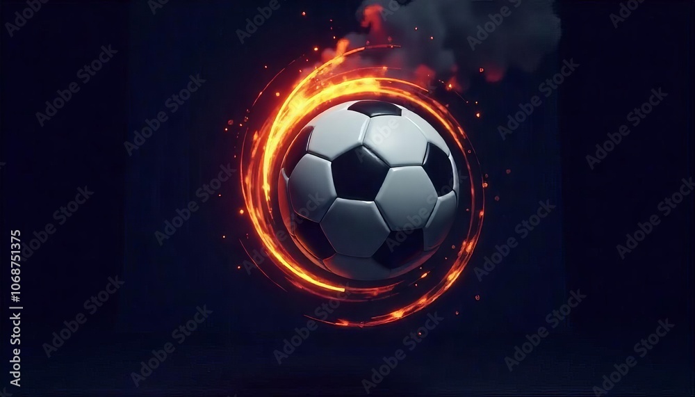Fototapeta premium Dynamic Soccer Ball Wrapped in Fire