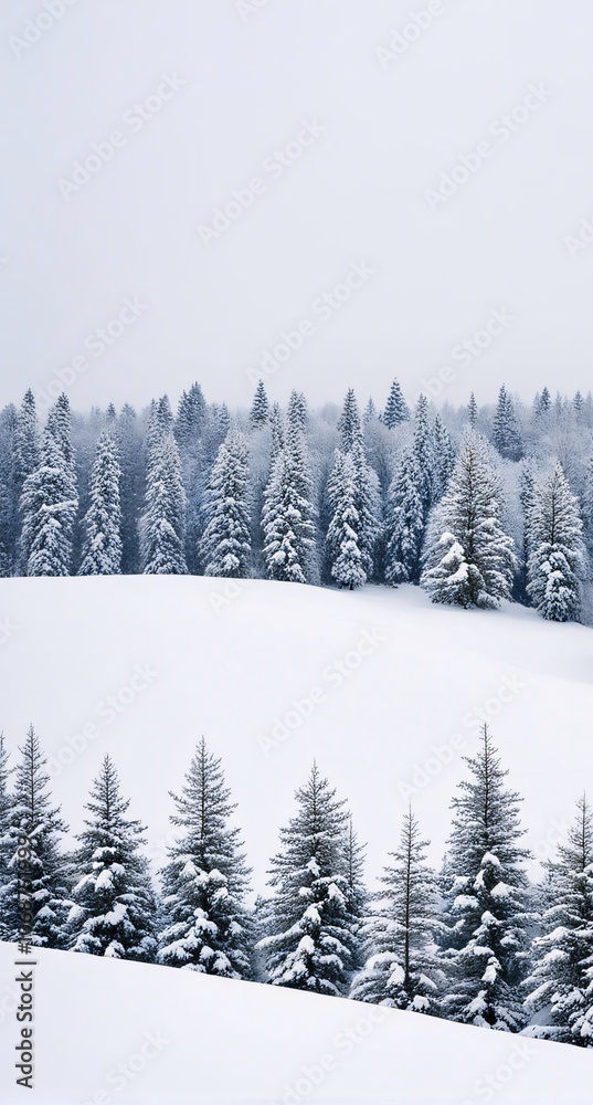 Winter forest with snow-covered trees