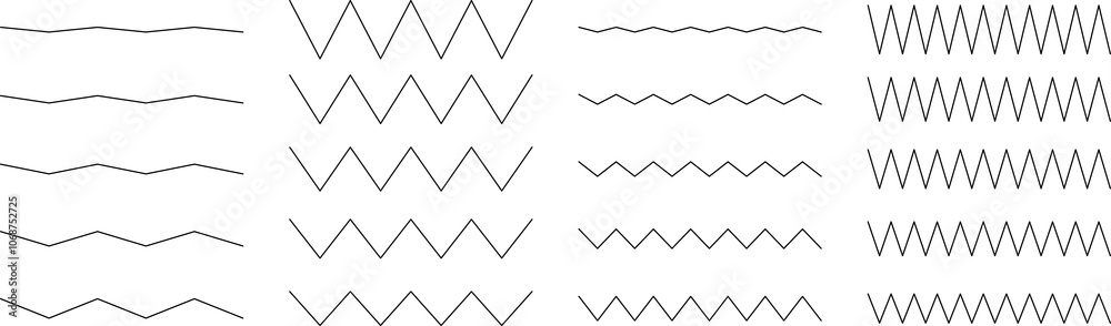 Naklejka premium Set of seamless wavy - curvy and zigzag - criss cross horizontal lines. Vector Graphic design elements