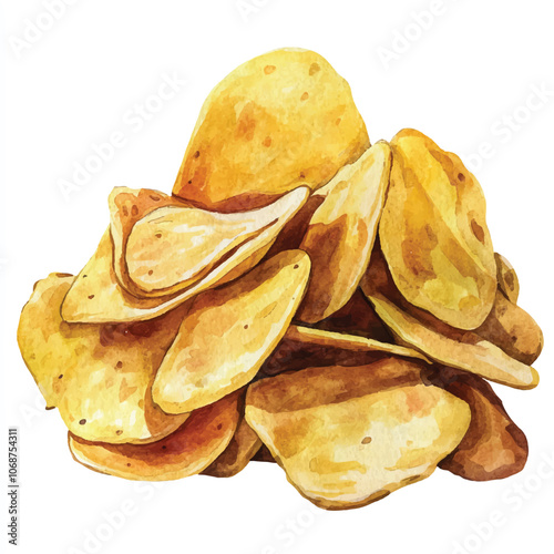 Chips watercolor clipart illustration