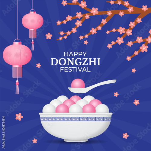 Vector illustration of Happy Dongzhi Festival social media template