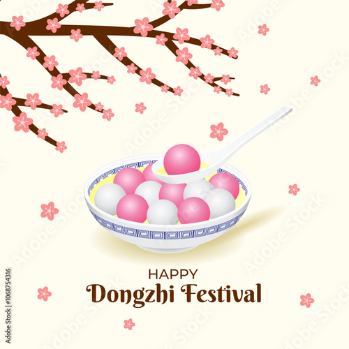 Vector illustration of Happy Dongzhi Festival social media template