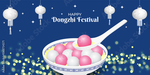 Vector illustration of Happy Dongzhi Festival social media template