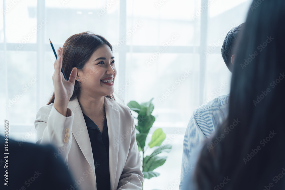 Confident Businesswoman Participating in Meeting Confident Businesswoman Participating in Meeting
