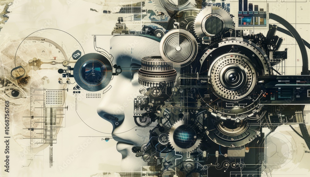 Future Tech Fusion: AI Concept Art Collage Infographics Future Tech Fusion: AI Concept Art Collage Infographics