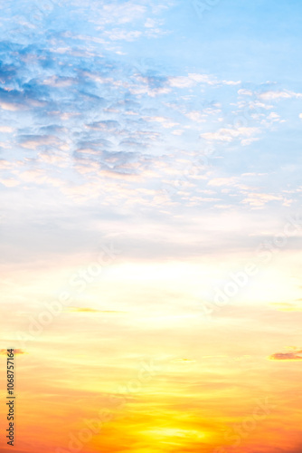 Beautiful , luxury soft gradient orange gold clouds and sunlight on the blue sky perfect for the background, take in everning,Twilight, Large size, high definition landscape photo