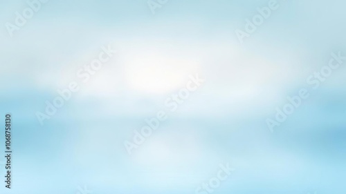 Softly glowing mist rises from a serene lake on an abstract pastel blue and white background, soft focus, blue hues, water features