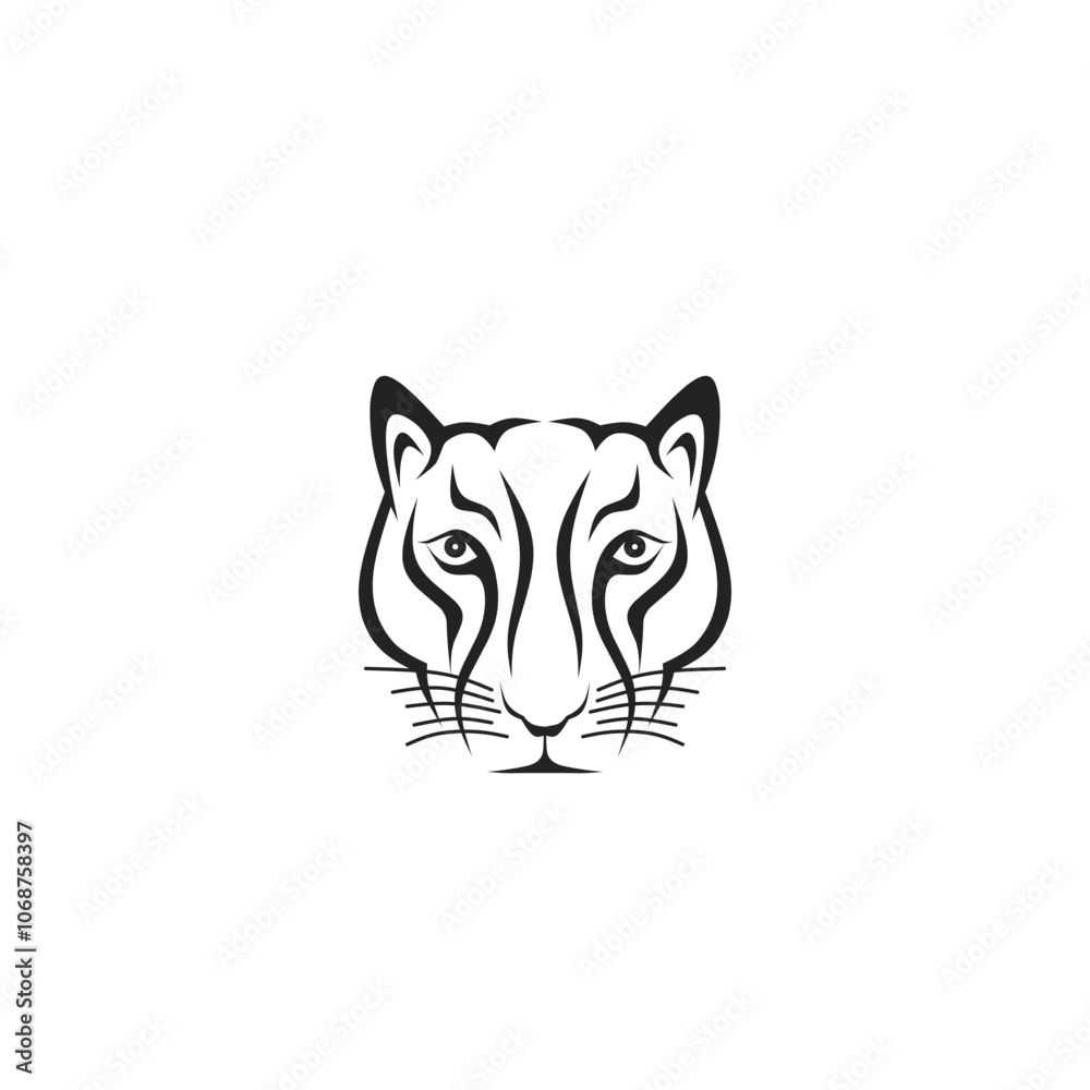 Fototapeta premium Tiger face illustration vector design, featuring bold lines and minimalist style. Perfect for design projects, tattoos, or branding needs.