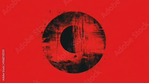 Abstract Red and Black Circle Art: Minimalist Geometric Design