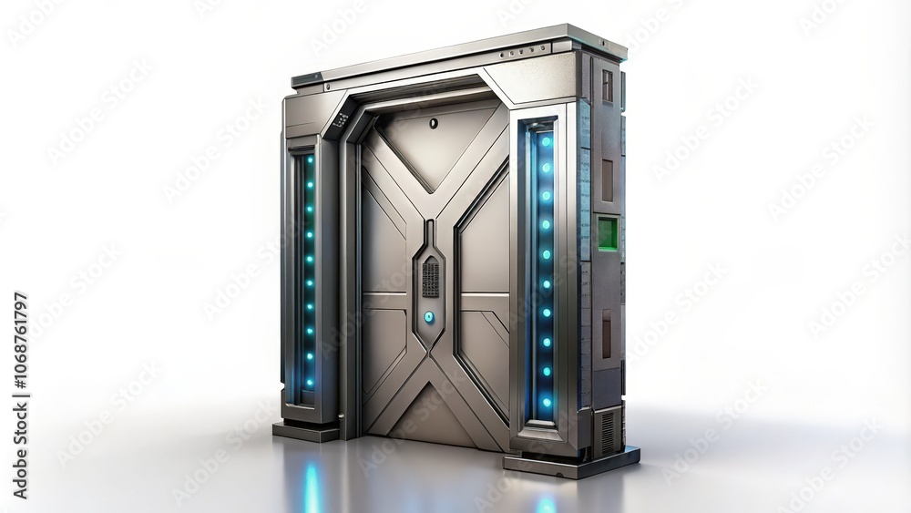 Futuristic Metal Doorway with Illuminated Panels Futuristic Metal Doorway with Illuminated Panels