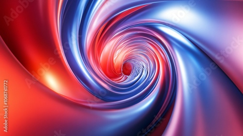 A swirling vortex of vibrant red and blue colors creating a dynamic abstract pattern