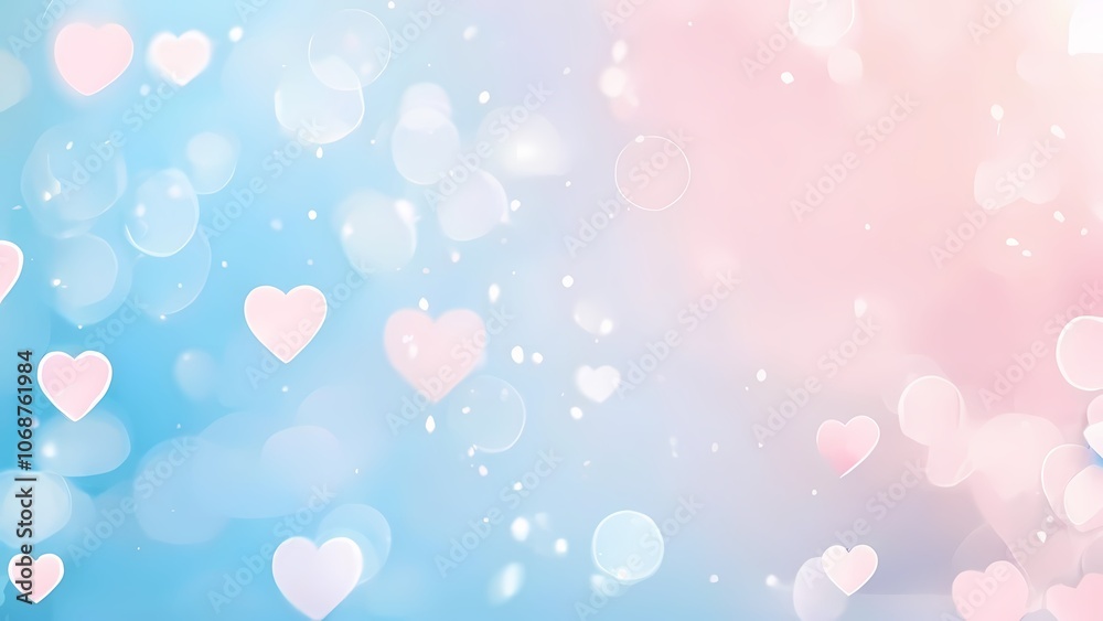 Tender and Romantic Valentine's Day Background with Pastel Pink and Blue Colors and Hearts Tender and Romantic Valentine's Day Background with Pastel Pink and Blue Colors and Hearts