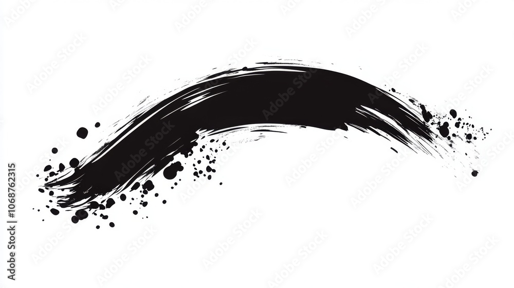 Abstract Black Ink Brush Stroke with Splatter - Graphic Design Element Abstract Black Ink Brush Stroke with Splatter - Graphic Design Element