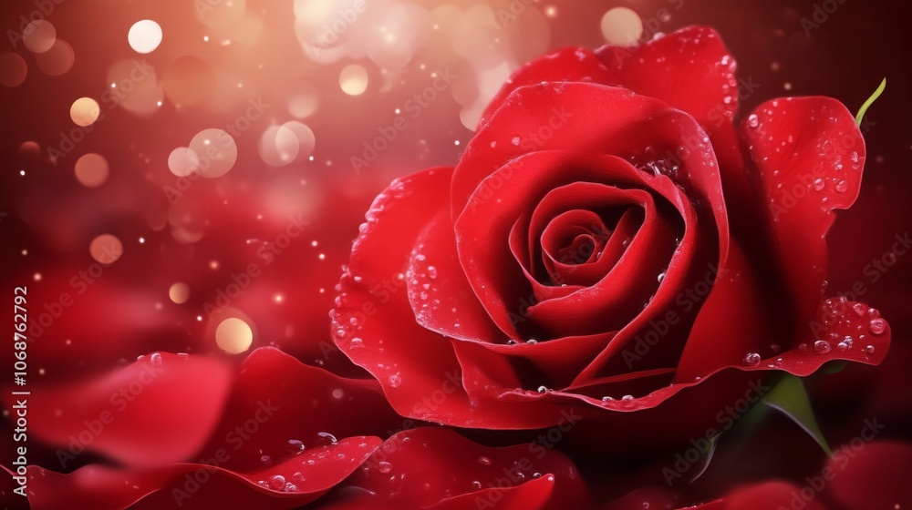 Stunning Red Rose with Water Drops - Close Up Photography Stunning Red Rose with Water Drops - Close Up Photography