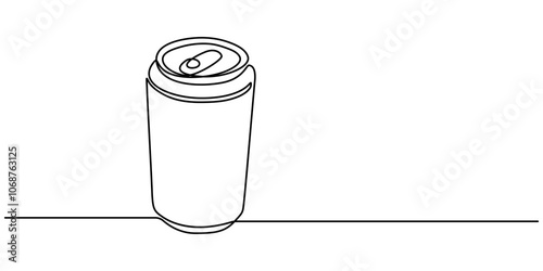 Continuous line drawing of soda aluminum can. One line of aluminum can. Soda refreshing drink concept continuous line art. Editable outline, continuous line drawing of a soda drink can, Continuous.