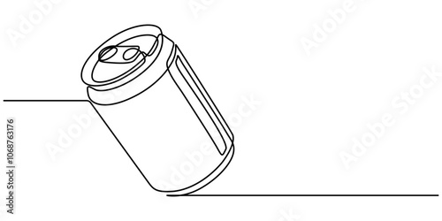 Continuous line drawing of soda aluminum can. One line of aluminum can. Soda refreshing drink concept continuous line art. Editable outline, continuous line drawing of a soda drink can, Continuous.