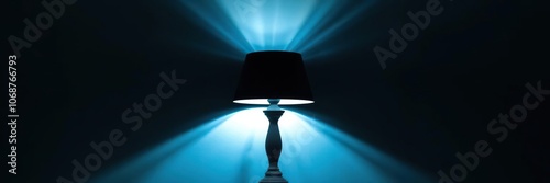 Table lamp's rays cast a pattern of light and darkness on the wall, highlighting its unique shape and style, styles, lamps photo