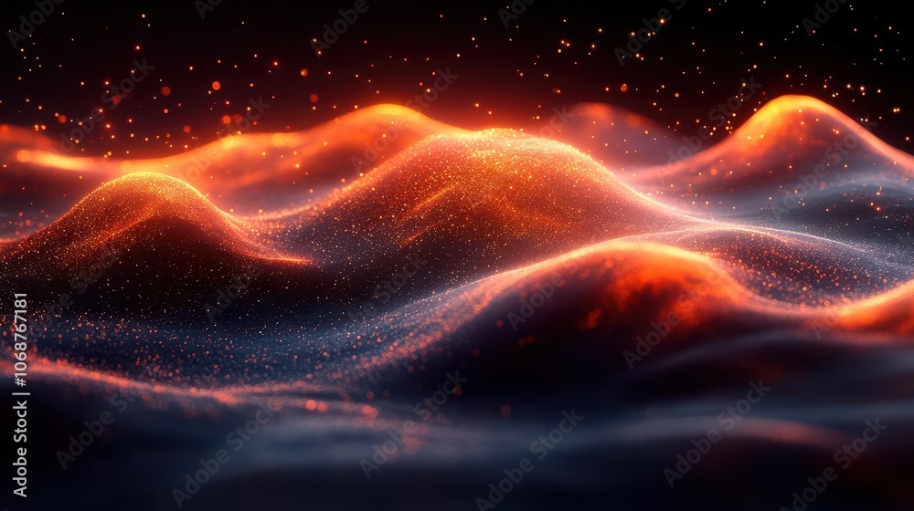 wave of bright particles illustrating sound and music visualization, creating a mesmerizing flow of light and color that reflects the energy and emotion of sound in an abstract composition wave of bright particles illustrating sound and music visualization, creating a mesmerizing flow of light and color that reflects the energy and emotion of sound in an abstract composition