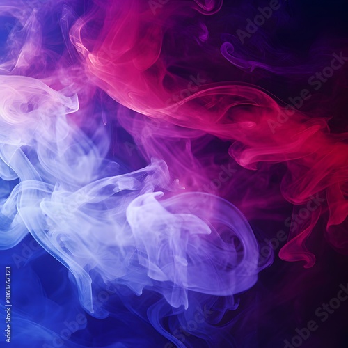 red and purple smoke, fog or mist on dark background. Special effect composition.