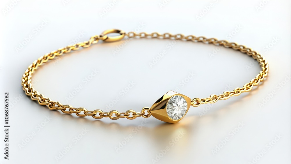 Gold Chain Bracelet with a Diamond Accent