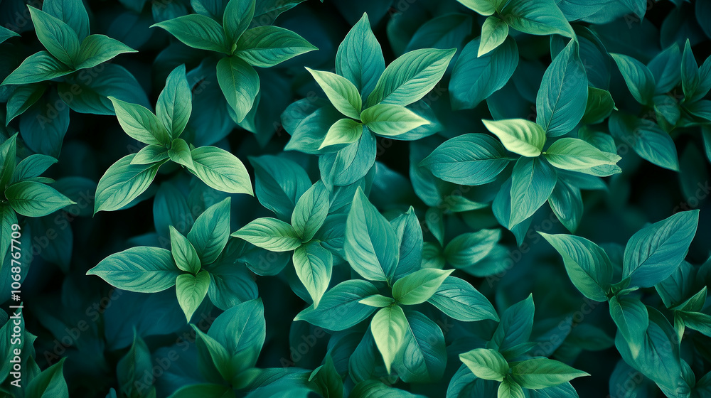 Fototapeta premium Herb wall, natural green wall with the artificial leaves. plant and leave frame for add text. Generative AI.