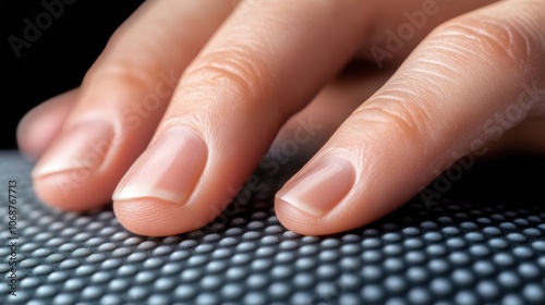 Fingers gently touch a textured surface, exploring its unique pattern and feel, AI