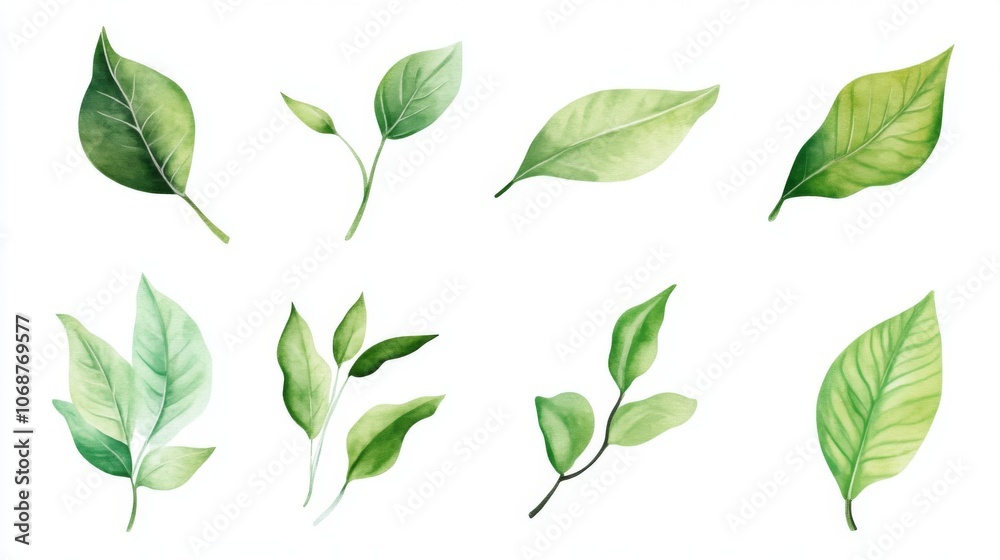 Watercolor Green Leaves Illustration - Botanical Art Print Watercolor Green Leaves Illustration - Botanical Art Print