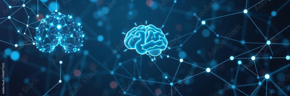 Futuristic AI technology with digital brain and neural network connections, connections Futuristic AI technology with digital brain and neural network connections, connections