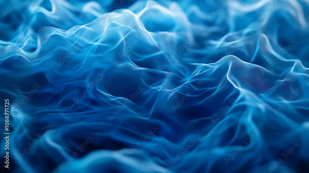 Flowing blue fabric texture creating a serene atmosphere in soft waves and smooth folds Flowing blue fabric texture creating a serene atmosphere in soft waves and smooth folds