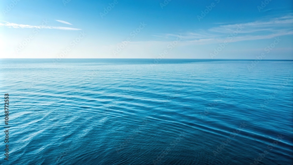 Obraz premium Subtle gradient water ripples in a vast blue background, aquatic scene, shimmering lights