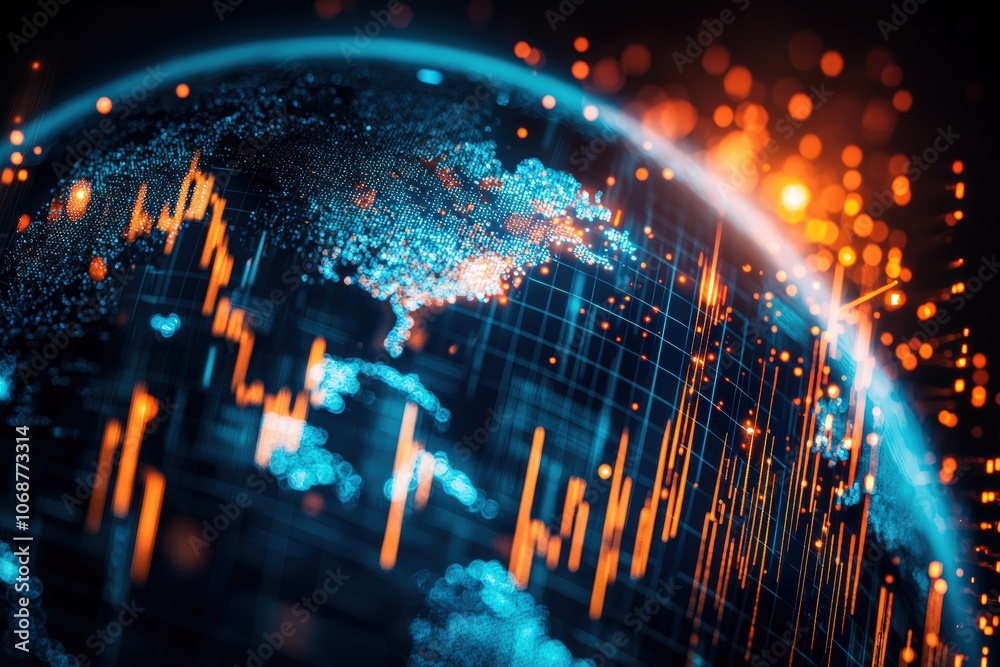 Fototapeta premium Digital globe with data