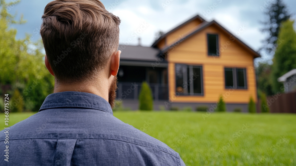 Homeowner with keys in hand, standing by a modern home, symbolizing loan-based property purchase
