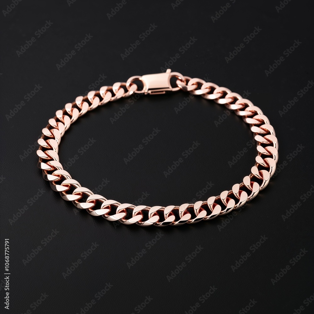 rose gold flat curb chain trendy and bold on plain black dark background rose gold flat curb chain trendy and bold on plain black dark background