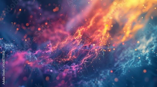 Abstract colorful background with particles and light streaks. Vibrant, energetic and dynamic, perfect for modern designs.